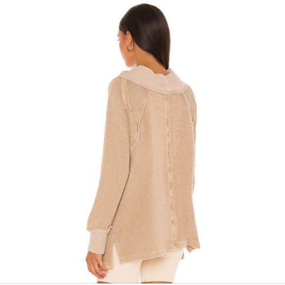 Free People Shes a Keeper Vented-Hem Tunic Sweater Tan - Picture 4 of 9